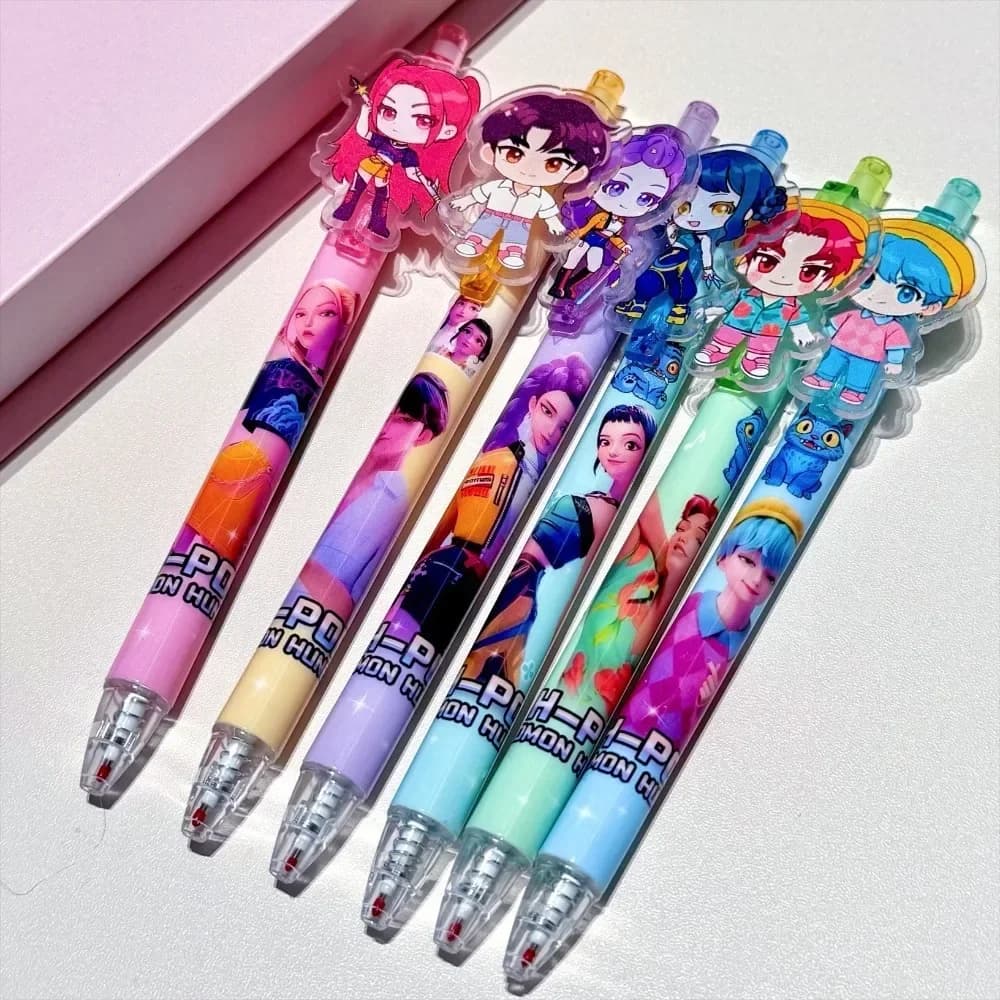 6/12/18Pcs Anime Rumi Black Gel Pen Student Writinng Pen Anime Figure Stationery Study Supplies Cute Gift 0.5mm in Stock