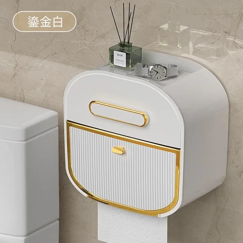 push Paper roll holder Toilet tissue box wall mounted roll paper box toilet storage rack large waterproof toilet paper box