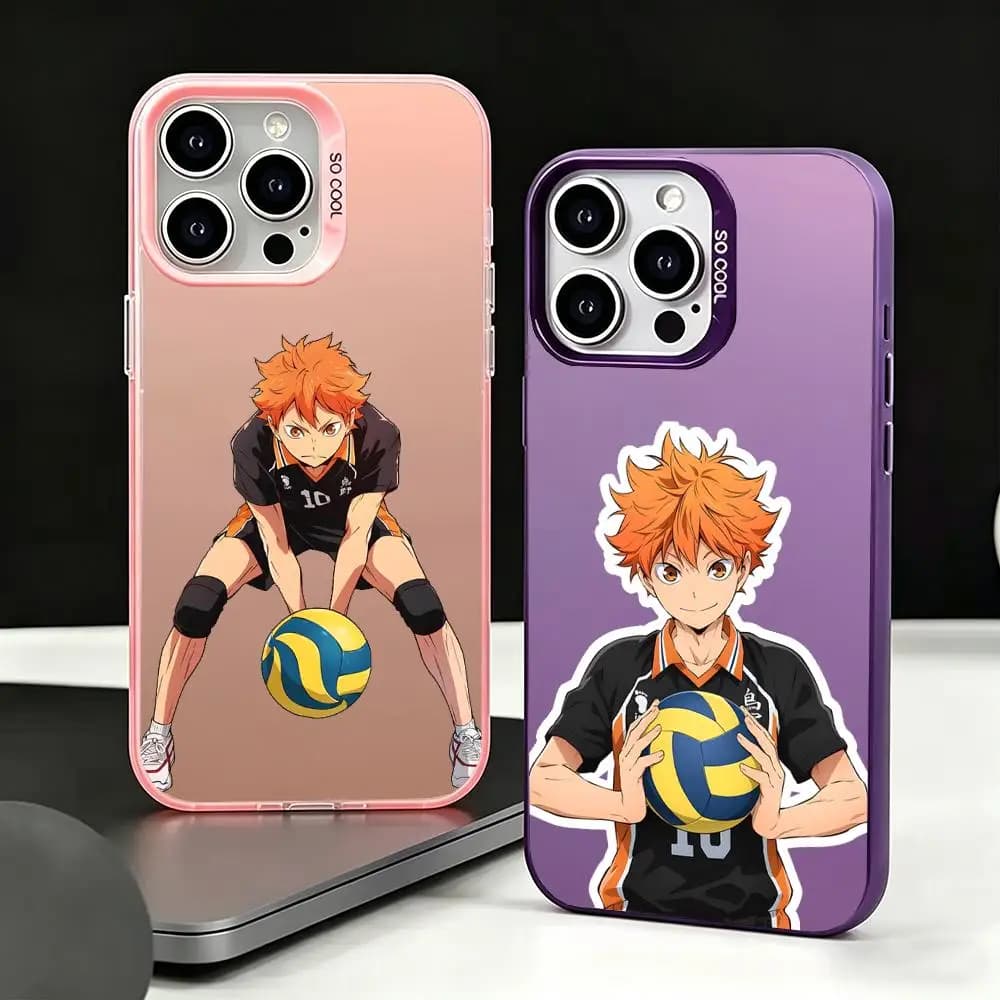 1-A-Haikyuu!! Cover per telefono color argento, placcata in TPU, antiurto, morbida, per iPhone 16 15 14 13 12 11 XS XR 7