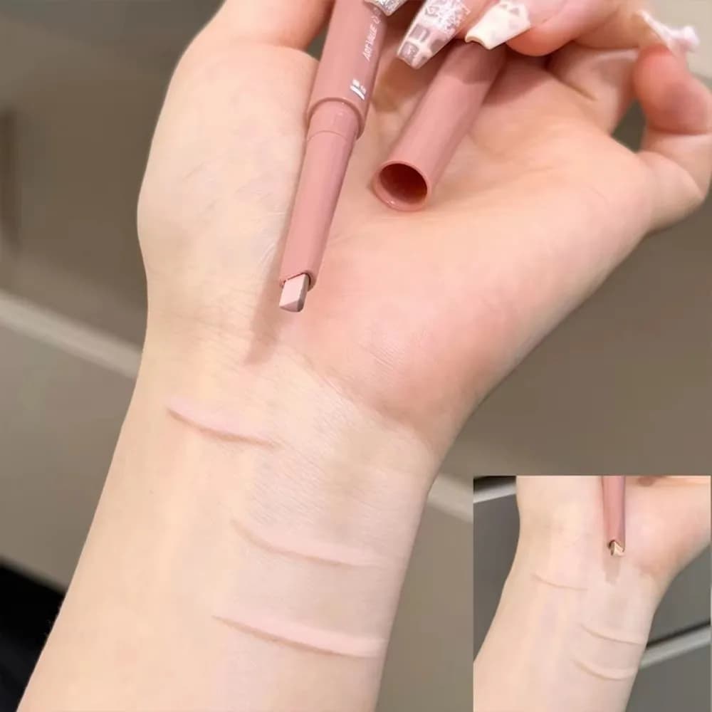 New 2 colors blocking silk kiss to sleep Stick Brown Pink Evidence Pen 2 in 1 Natural Eye Makeup Quick Make
