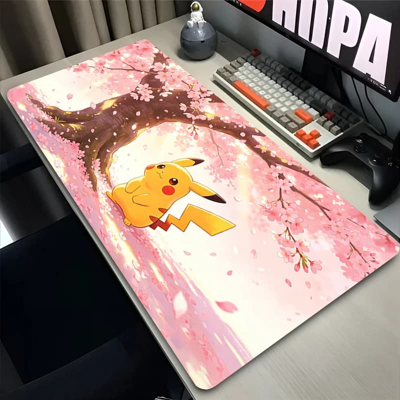 Tappetino per mouse rosa pastello Sakura Pikachu Tappetino per tastiera per computer Gamer kawaii Pokemon Accessori da gioco per e-sport Mousepad