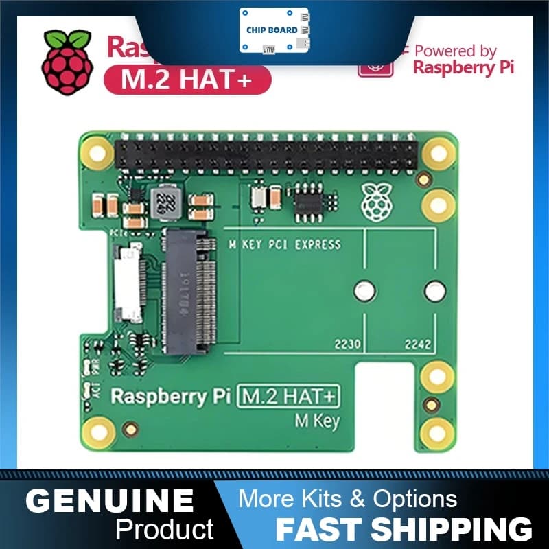 Raspberry Pi 5 M.2 HAT+: Official PCIe adapter card for NVMe SSD, designed for Pi 5