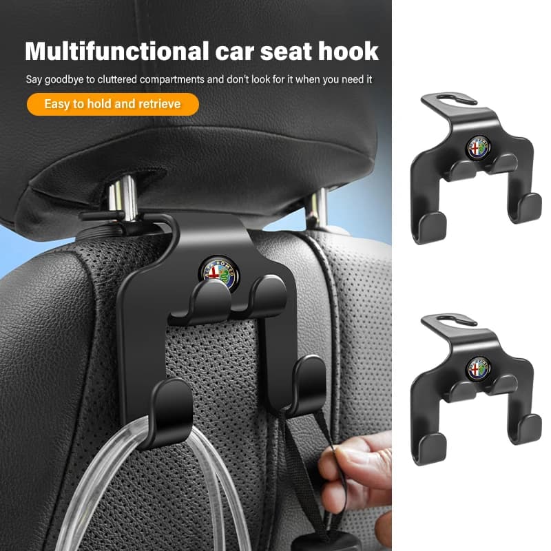 2026 Adesivo Caldo Per Alfa Romeo 1/2PCS Seggiolino Auto Poggiatesta Gancio Universale Supporto Del Telefono Borsa Gancio Accessori 159 Giulietta 156