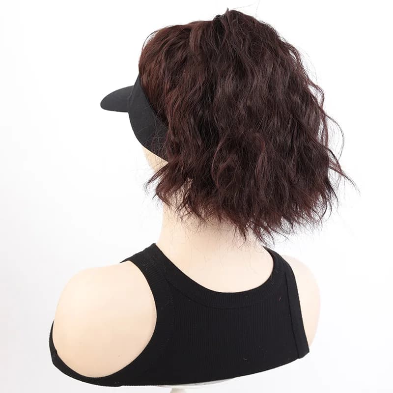 Cappello da baseball con parrucca integrata da donna, versatile, con capelli sintetici