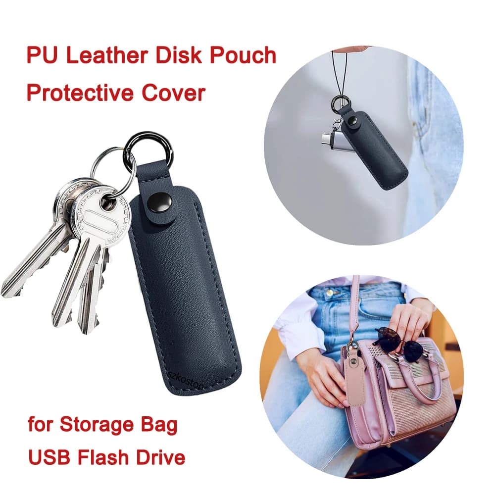 Custodia protettiva in pelle PU per chiavetta USB, borsa portaoggetti con custodia anti-smarrimento, organizer per chiavi dell'auto