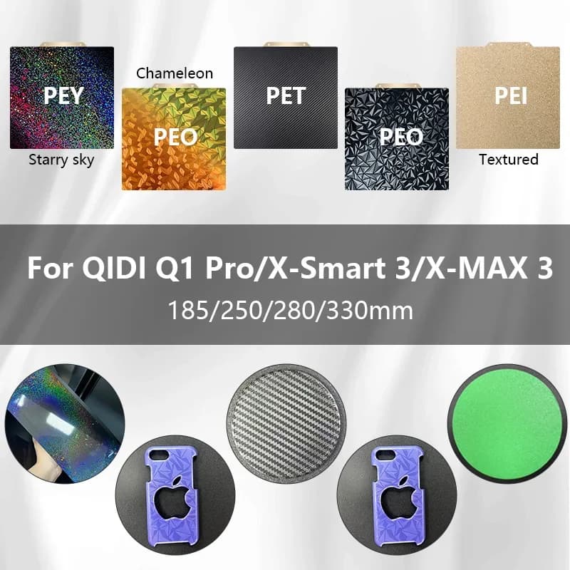 Per QIDI Q1 Pro/X-Smart 3/X-MAX 3 PEI Piastra di Costruzione 185/250/280/330mm Double Sided PEY PEO Camaleonte Foglio Letto Magnetico