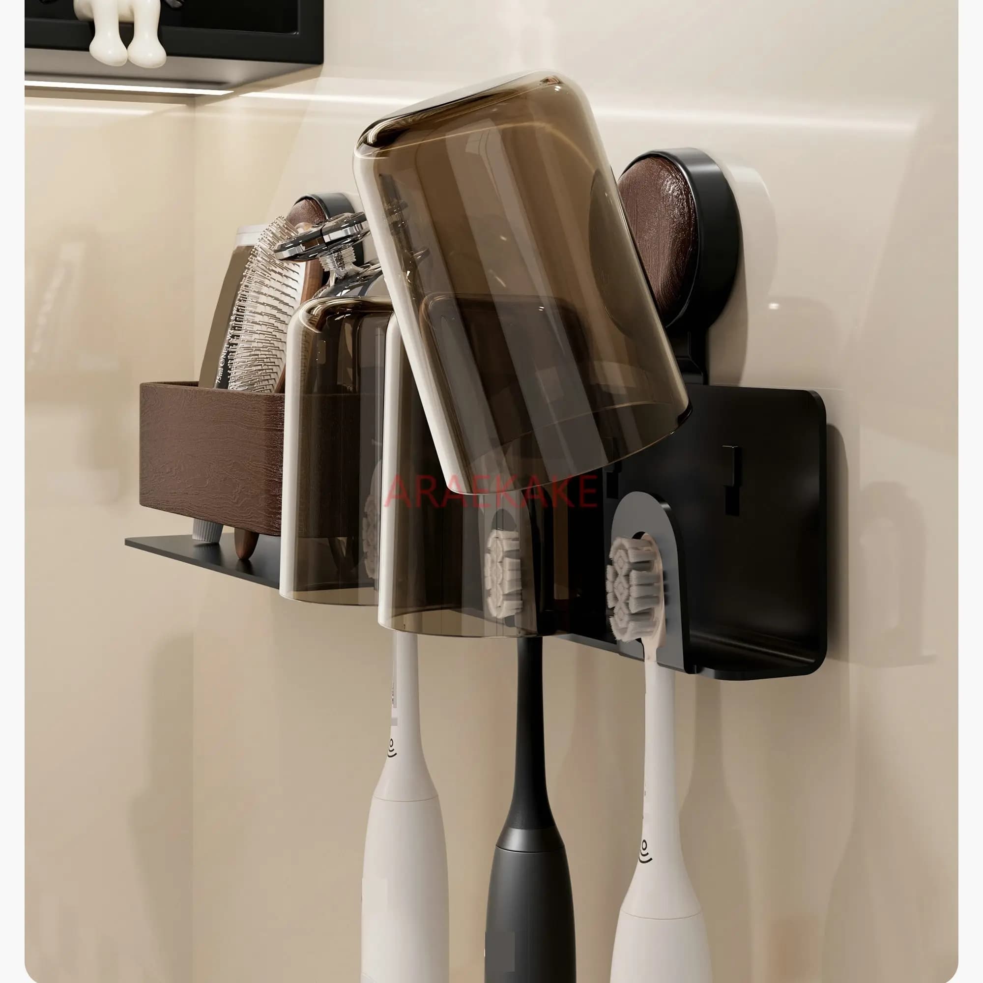 1 set di portaoggetti per spazzolini da denti con ventosa, portaoggetti per apparecchi dentali elettrici montato a parete per il bagno