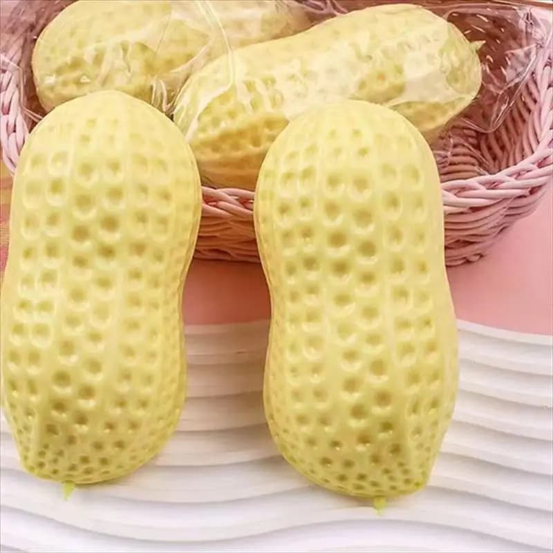 .New.Crunchy Squeeze Peanut Shaped Stress Ball - Buttery Soft Sensory Fidget Toy for Anti-Stress Relief Ideal for Kids & Adults