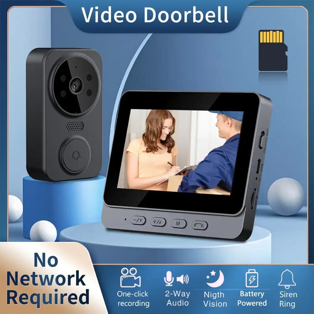 Campanello Video Smart FHD 1080P Wireless con Visione Notturna, WiFi 2.4G, Rilevamento Movimento, Audio Bidirezionale, Archiviazione Cloud per Sicurezza Domestica