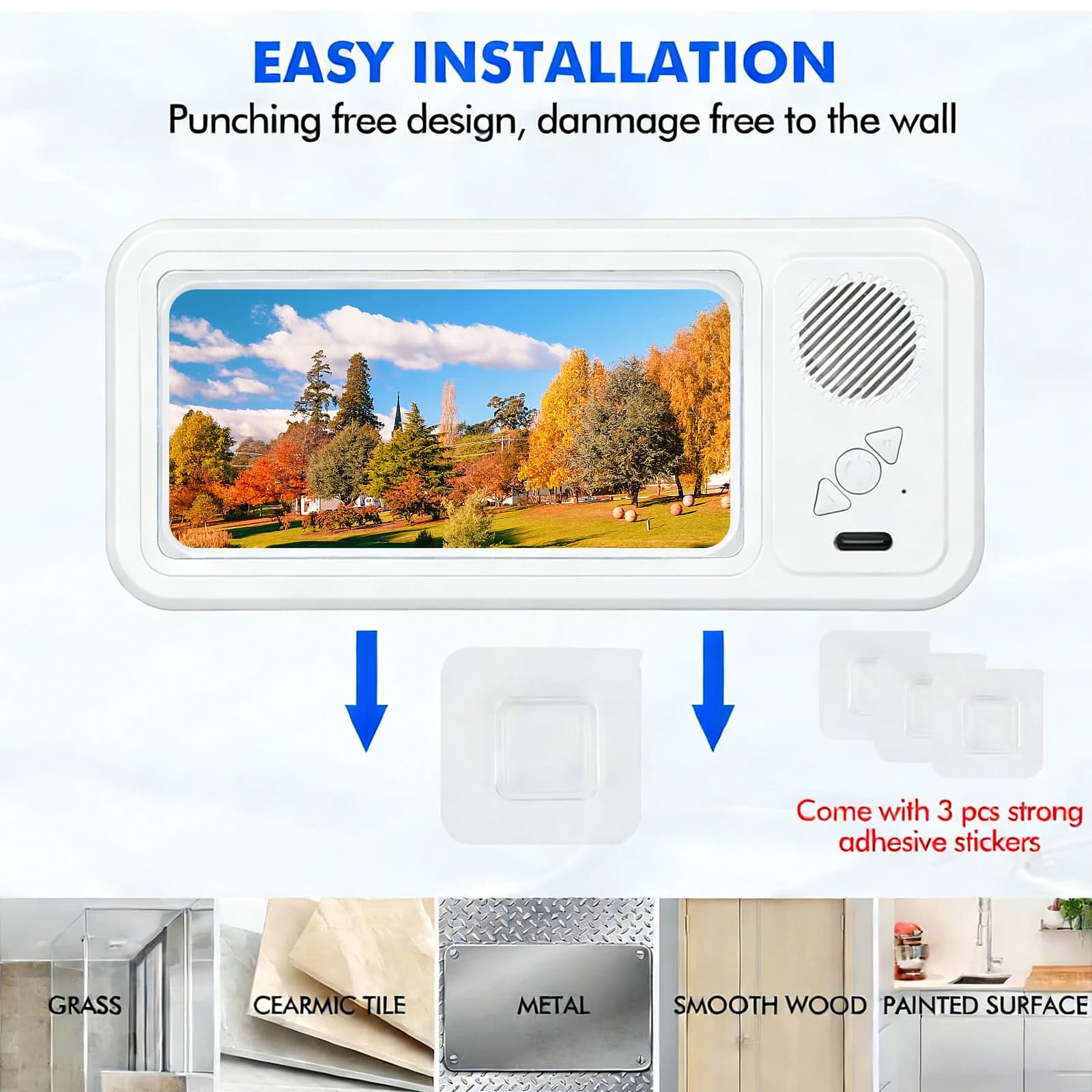 Supporto per telefono da doccia con altoparlante Bluetooth, impermeabile IPX4, antiappannamento, touchscreen, supporto da parete per doccia e bagno