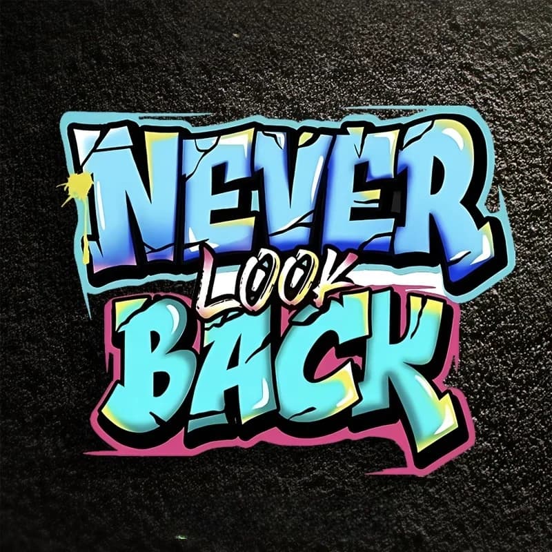1PC Never Look Back Graffiti Text Stickers Waterproof Anti UV Vinyl Decals For Car Motorcycle Helmet Bike Laptop Decor