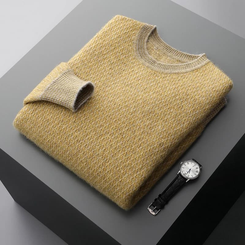 Maglione 100% Cashmere con motivo spesso a sette aghi, temperamento Versatile e alla moda, maglione da uomo