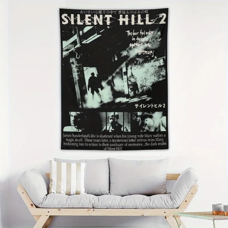 1pc of Silent Game Wall Tapestry, Casual Printed Poster Banner Fan Flag Decoration Wall Art with Free Installation Kit.