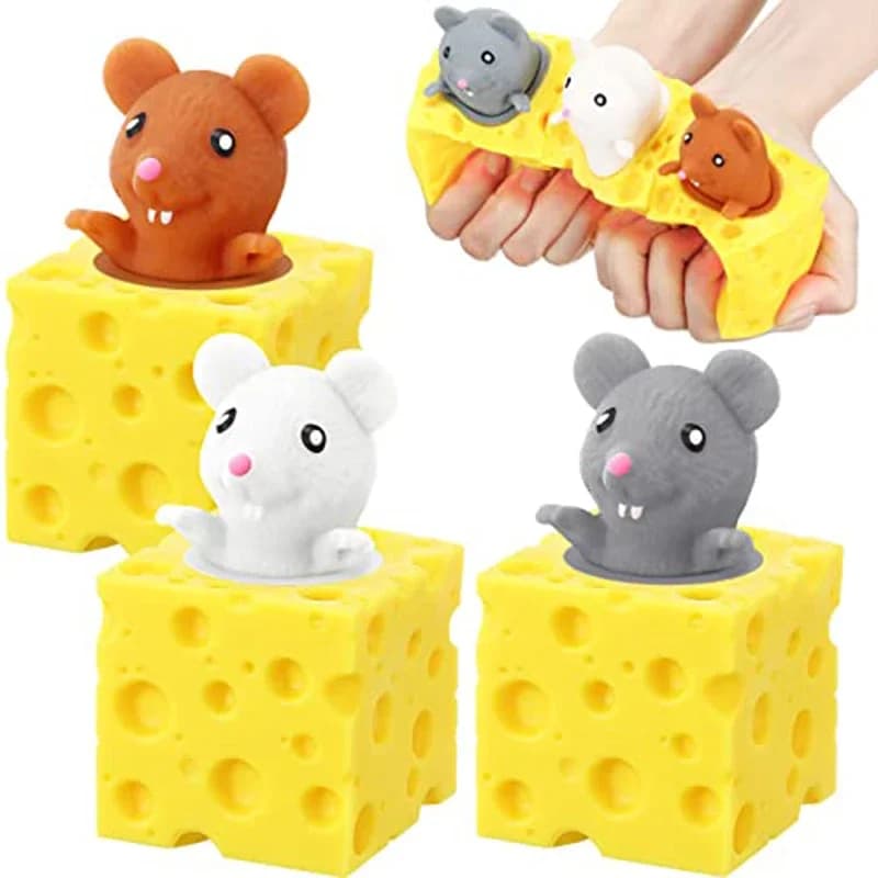Giocattoli Antistress a Forma di Formaggio, Topo, Coniglio, Rana, Giocattoli Spremibili per Ansia, ADHD, Stress, Regali per Feste di Compleanno per Bambini e Adulti
