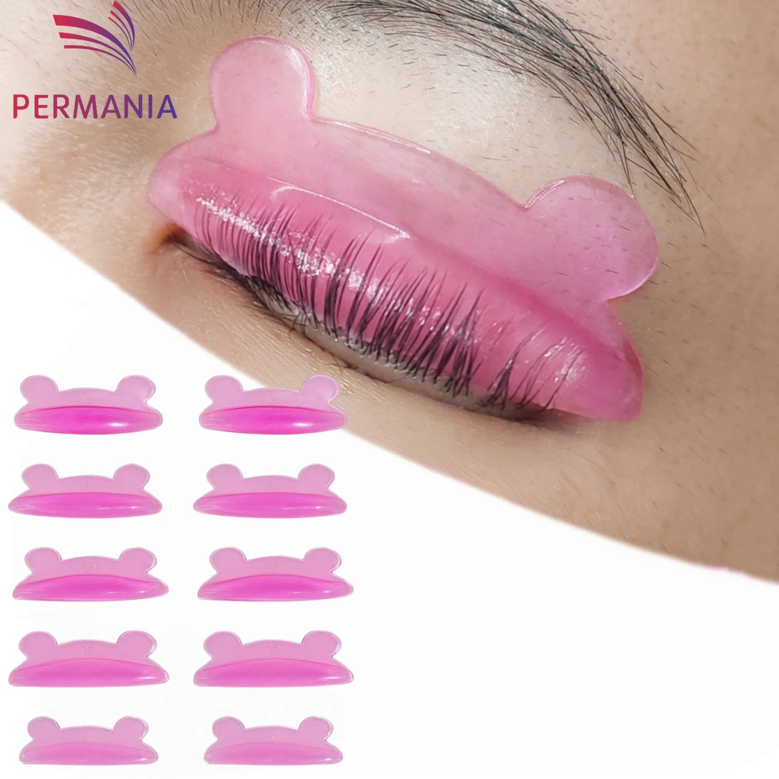 PERMANY 10 Pieces Silicone Bearings for Permanent Eyelashes, Eyelash Lifting Shields, 3D curling Accessories, Applicator, Beauty and Health Tool