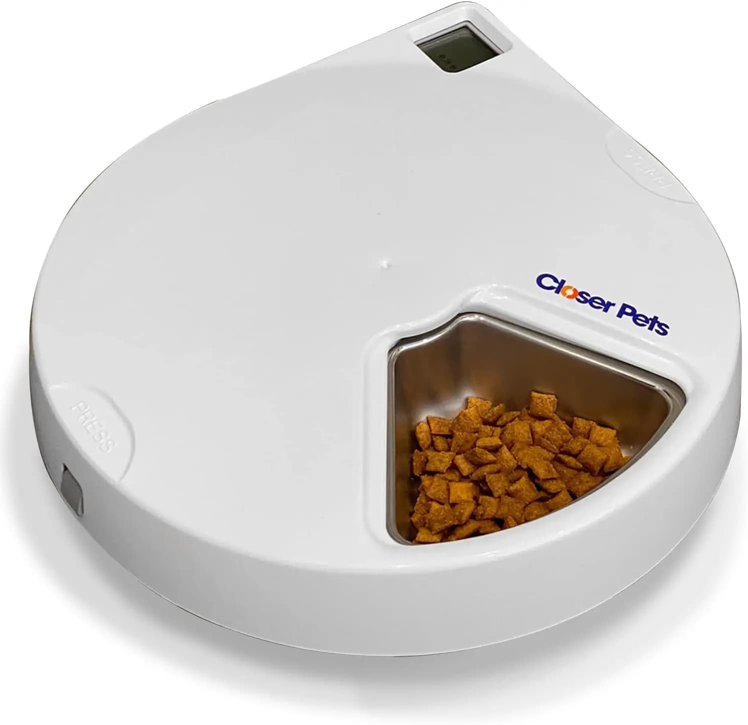 Distributore Automatico di Cibo per Animali con Timer Digitale a 5 Pasti, Ciotola in Acciaio Inox, Pacchi Refrigeranti per Cibo Umido/Secco, Bianco