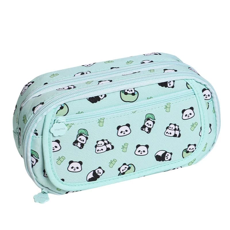 Large Capacity Cartoon Canvas Pencil Case with Zipper School Stationery Pouch Cosmetic Holder Candy Color Organizer Pen Bag INS