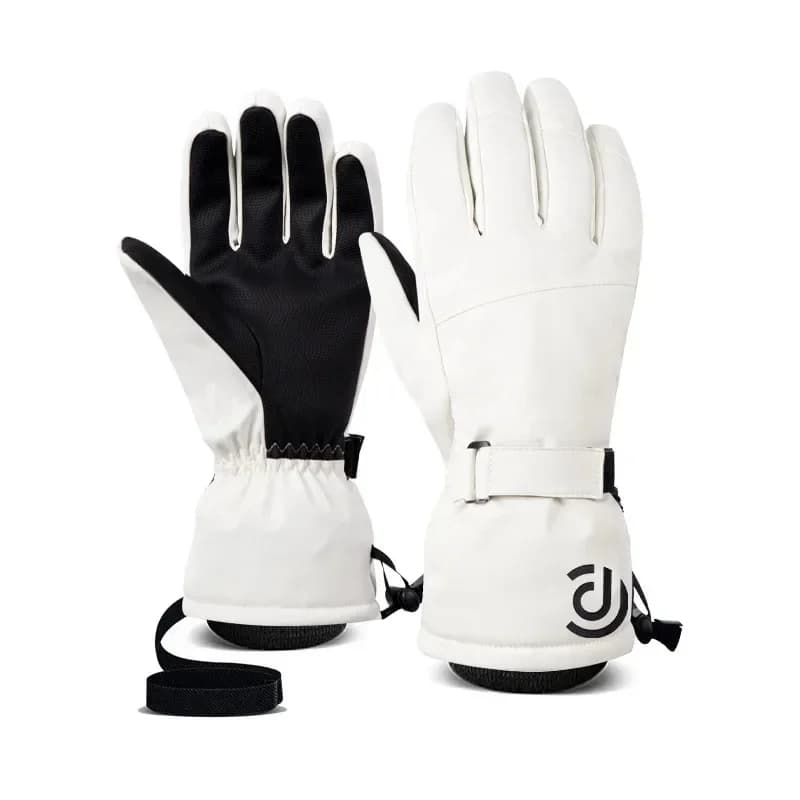 Guanti da sci Uomo Donna Inverno Bianco Nero Imbottitura in cotone caldo Sci Snowboard Ciclismo Sport all'aria aperta Touch Screen Guanti impermeabili