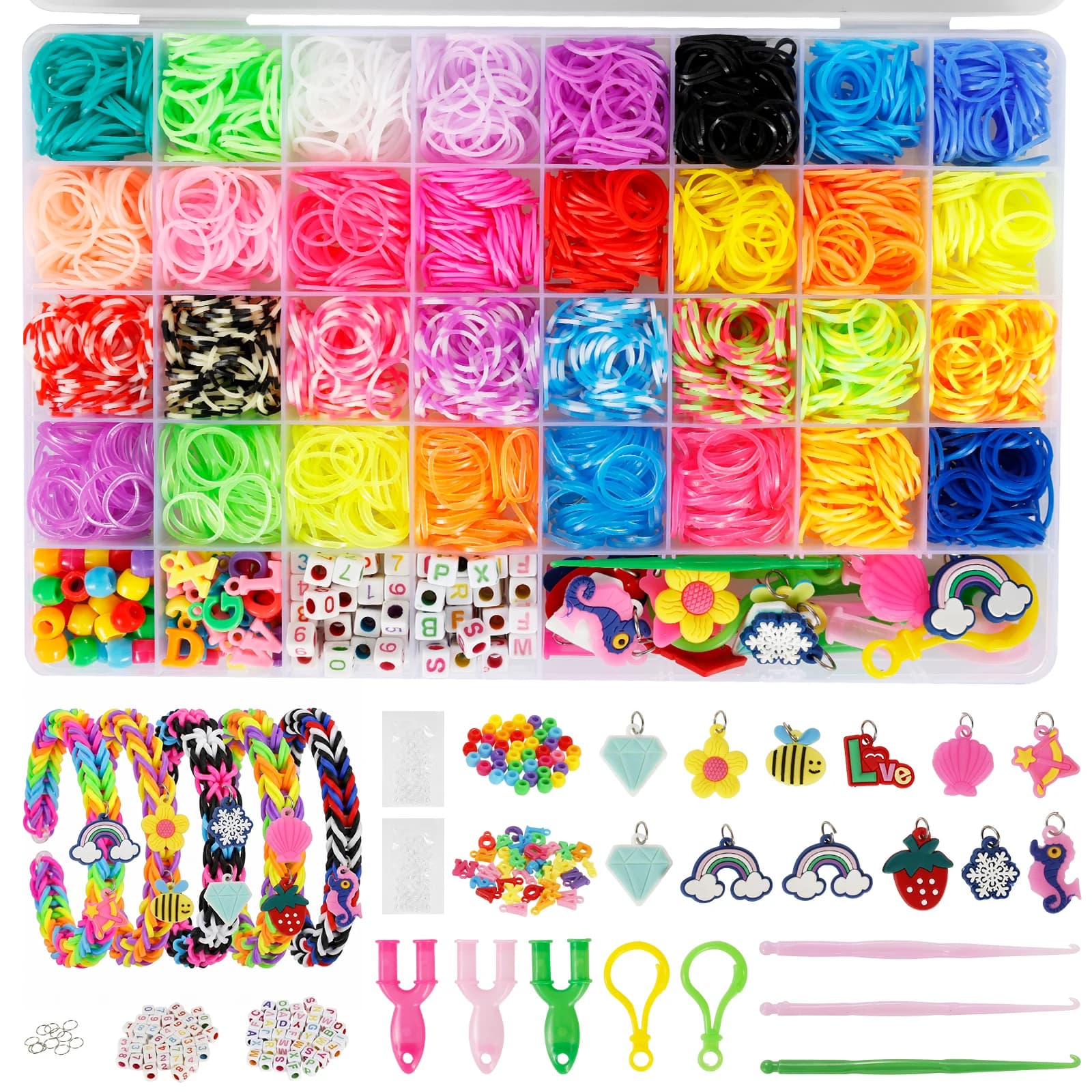 Elastic Colorful Rubber Loom Bands for Weaving DIY Crafting Tool Party Gift Bracelet Jewelry Weaving Making Accessories Supplies