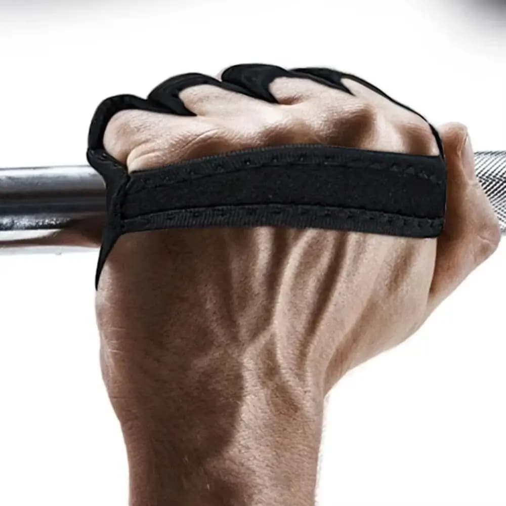 1 pair of anti-slip gloves for powerlifting with palm protection, breathable, four fingers, thickened