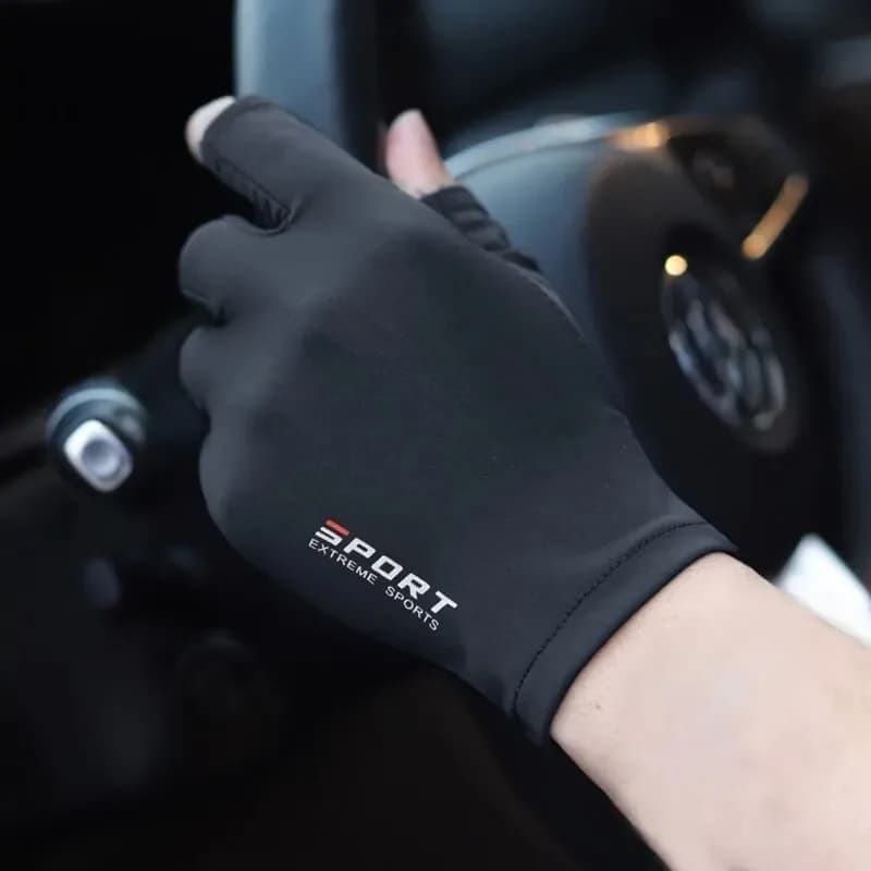 Men's sports cycling gloves in half fingers, big size, without fingers, for driving, high elasticity, comfortable, with sun protection