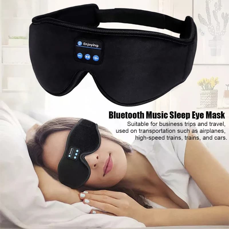 Cuffie per dormire Bluetooth 3D Maschera per gli occhi Riproduzione di musica Fascia per cuffie Auricolari musicali morbidi ed elastici Comodi Maschera per gli occhi Viaggi