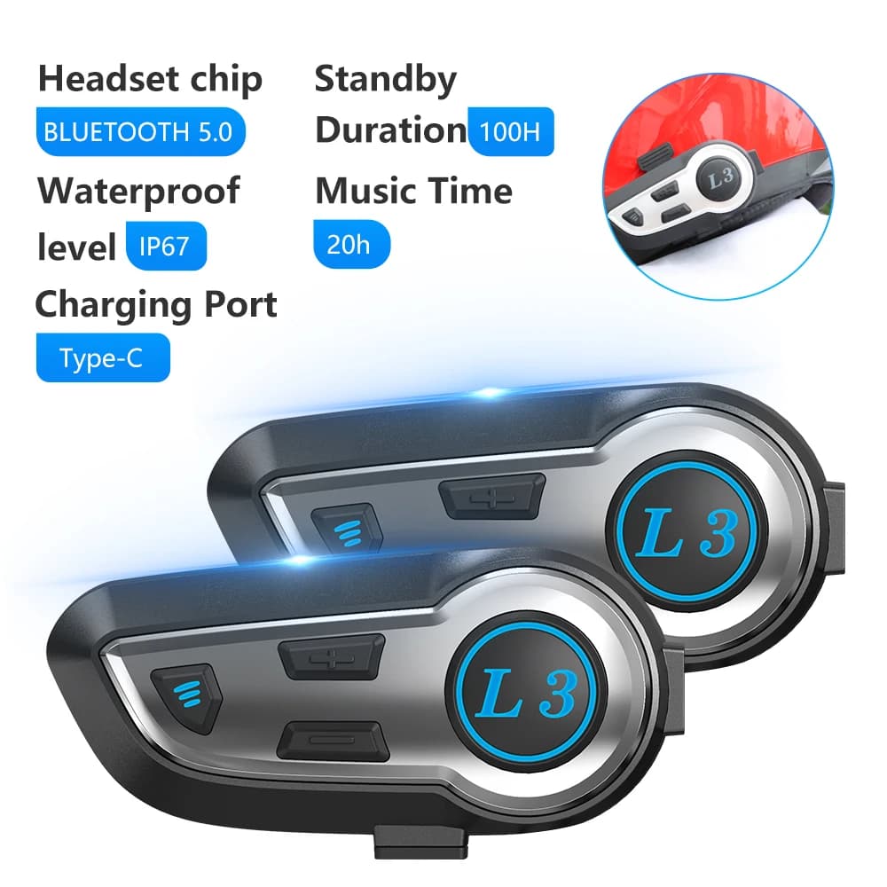 Interfono musicale Bluetooth 5.3 Casco moto Interfono Auricolare Impermeabile 500 m Intercomunicador Altoparlante Auricolare