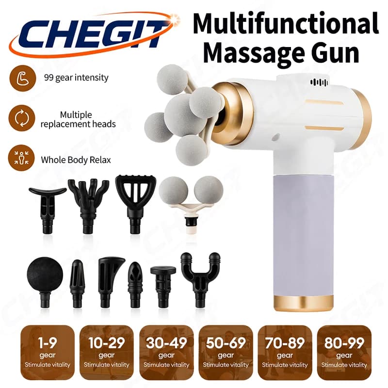 Professional 11-IN-1 24V Massage Gun with 5 High Frequency Heads for Deep Fabrics, Relaxing Collo and Sports Recovery
