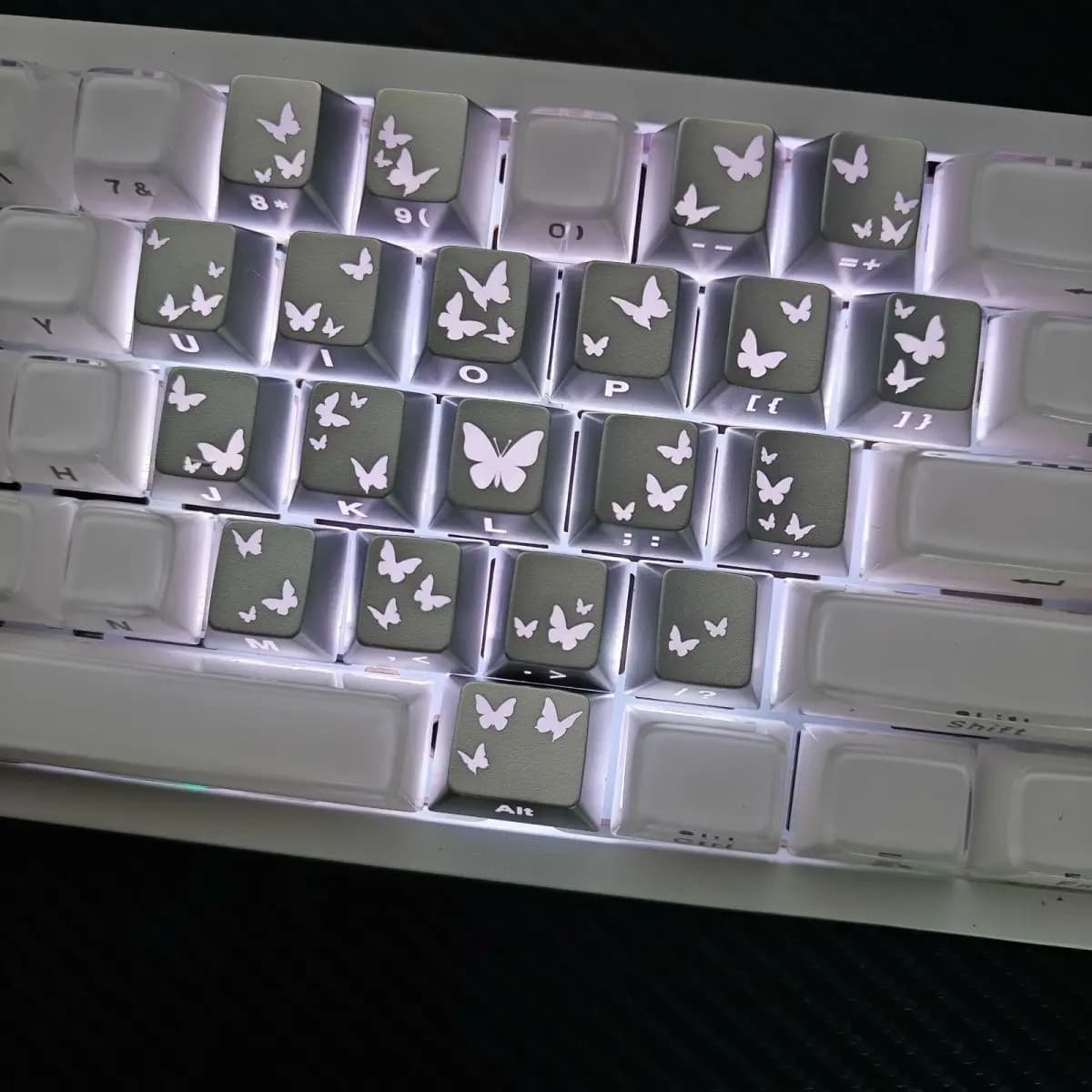 Love Butterfly Keycaps Side Engraved Light Transmission with Characters CHERRY Magnetic Axis Mechanical Keyboard Keycaps Wooting