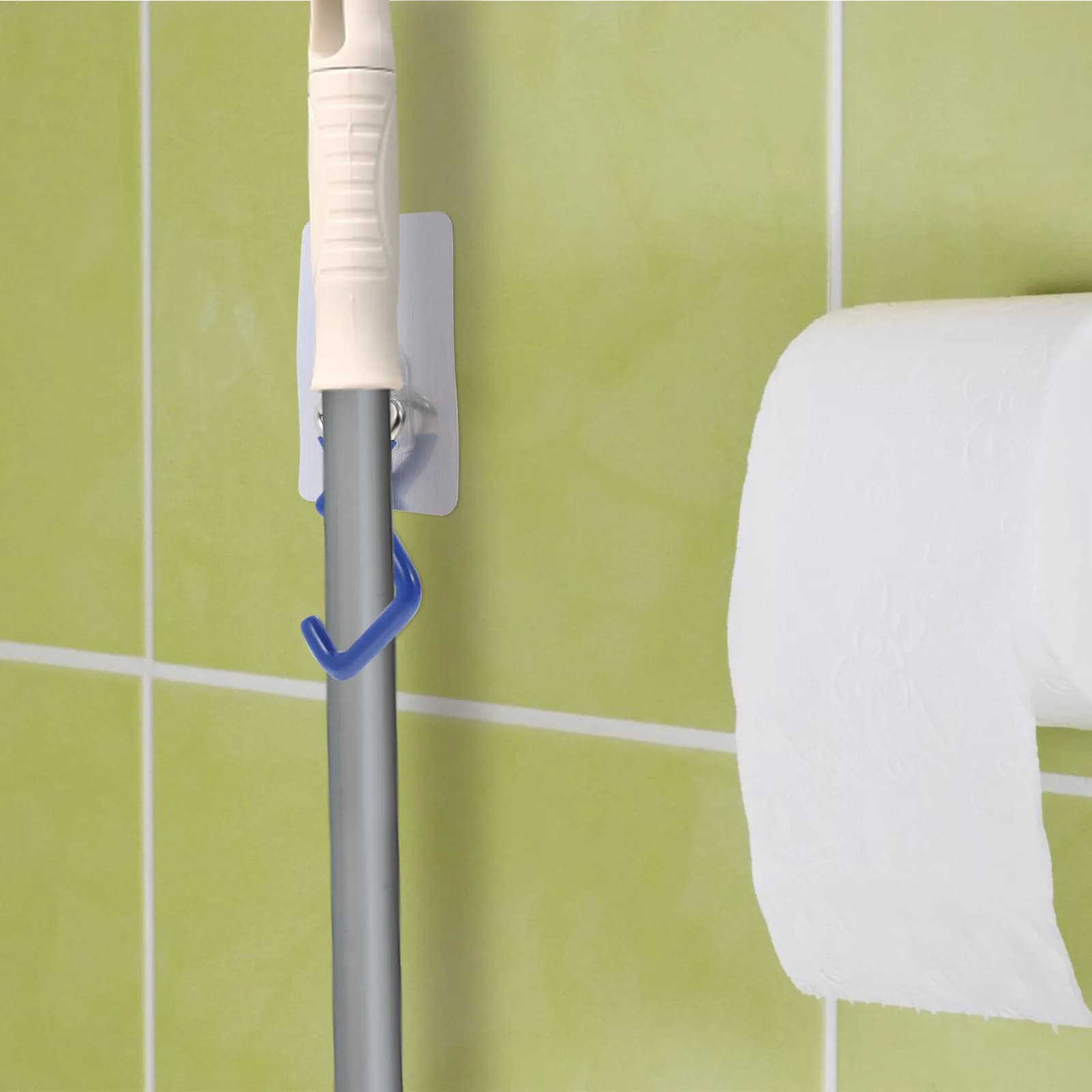 Set di 5 Supporti Premium per Mop da Parete Senza Foratura, Gancio Appendi-Scopa per Casa, Cucina, Bagno, Salvaspazio per Mop e Ombrelli