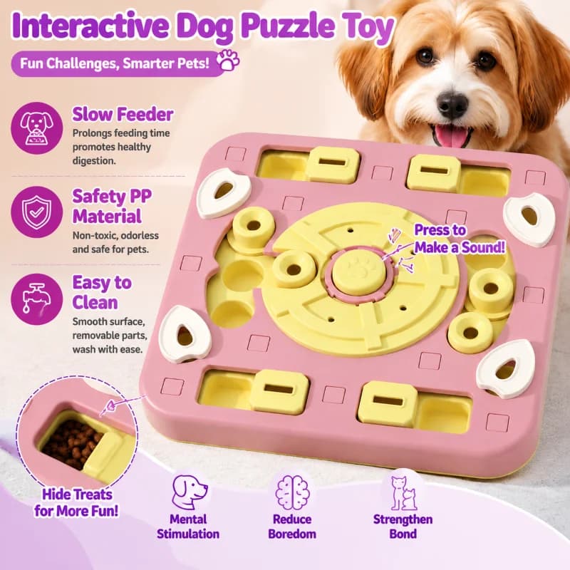 Dog Treat Dispenser Puzzle Toy Interactive Slow Feeder Bowl Mental Stimulation Dog Enrichment Toy for Boredom Anxiety Relief