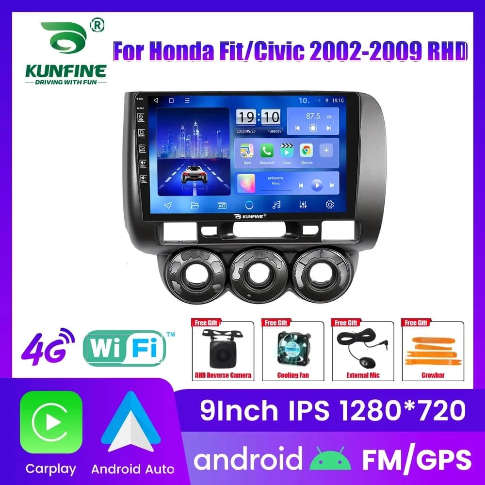 10.33 "Android Autoradio Per Honda Fit Civic 2002-2009 Navigazione GPS Lettore Video Multimediale Carplay Android Auto Stereo