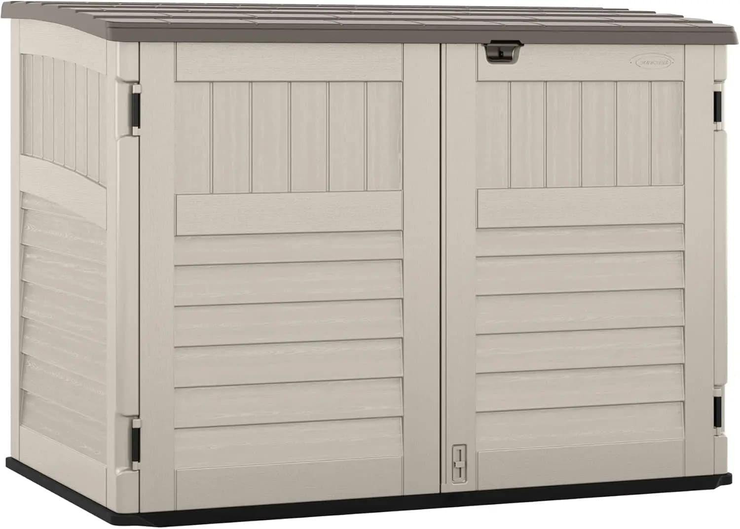 5.9 ft. x 3.7 ft Horizontal Stow-Away Storage Shed - Natural Wood-Like Outdoor Storage for Trash Cans and Yard Tools