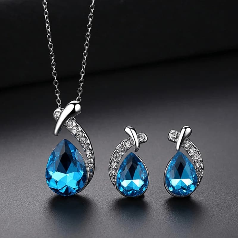 Set di collana e orecchini a forma di sirena per donna, 2 pezzi, gioielli alla moda in stile europeo e americano per matrimoni, banchetti, feste, regalo di Natale per lei