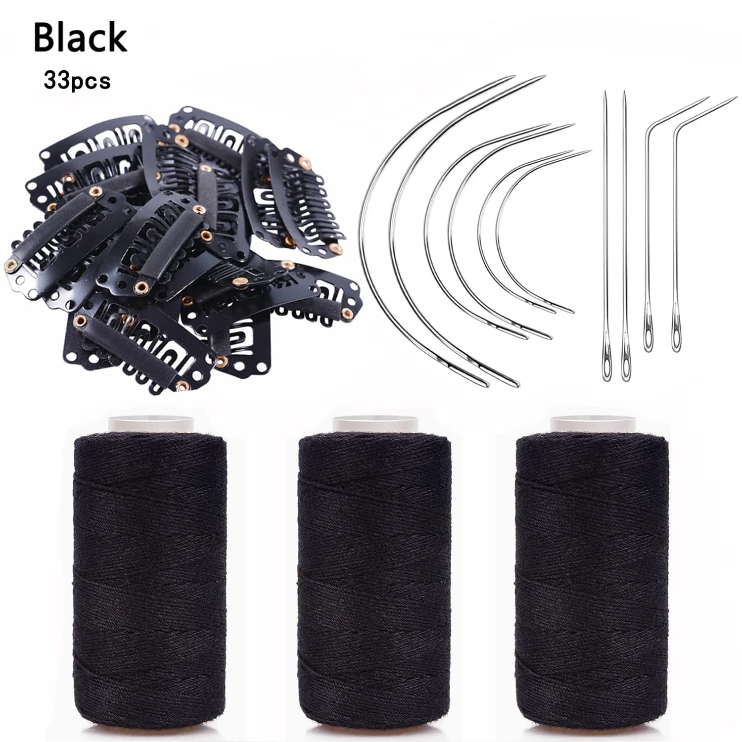 20 Pezzi 32mm Posticci Clip a scatto Clip per parrucca a forma di U per estensioni dei capelli 3 fili con 10 aghi per realizzare accessori per parrucche