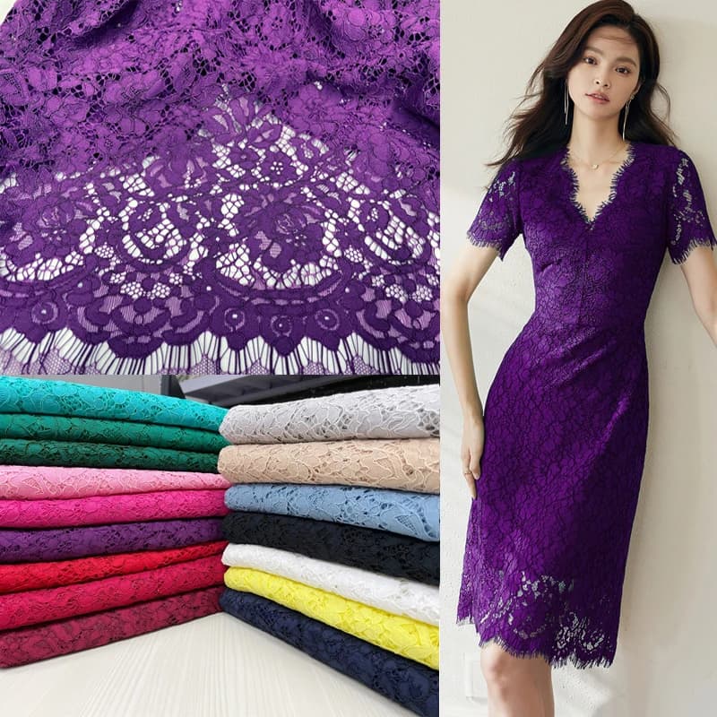 Tessuto di pizzo ricamato scavato con filo di osso di cotone Abito alla moda Top Vest Tenda Decorazione di nozze Panno per cucire