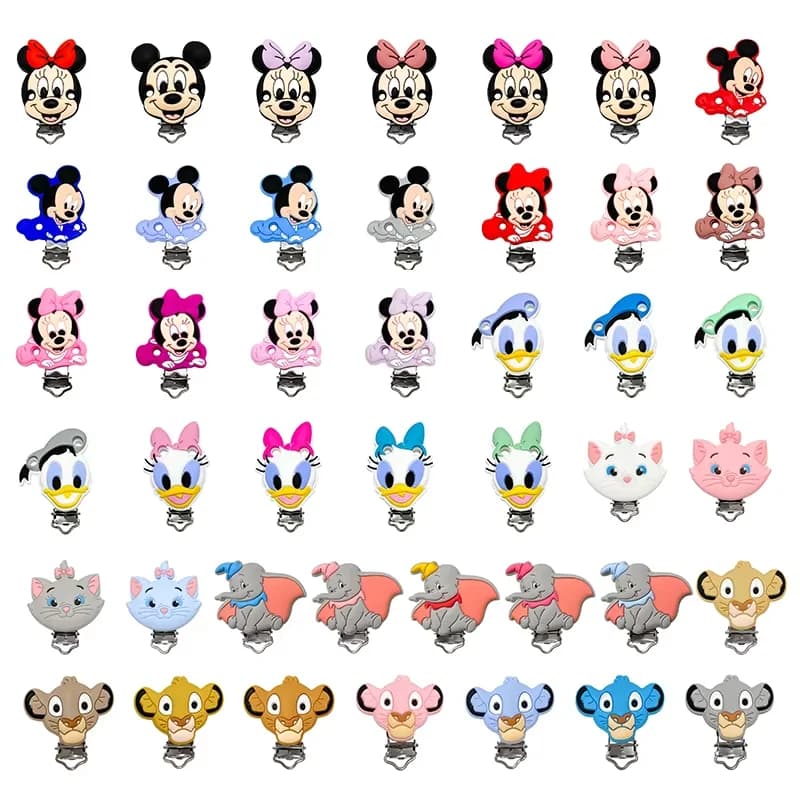 3 clip per ciuccio Disney in silicone Topolino per collana per dentizione per bambini fai da te porta ciuccio accessori per bambini