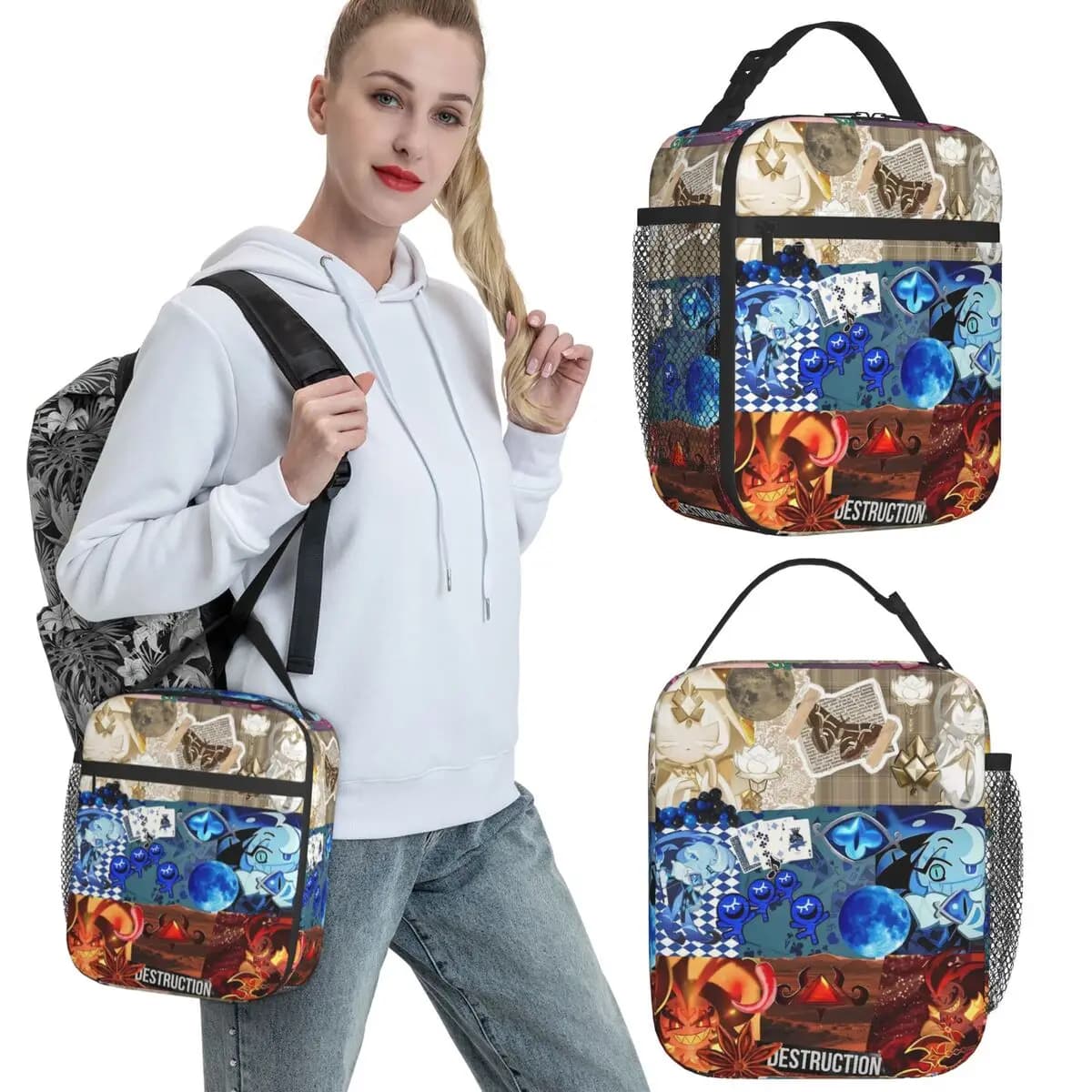 Borsa termica per il pranzo Shadow Milk Cookie Product Cookie Run Kingdom Lunch Container Causal Thermal Cooler Bento Box For School