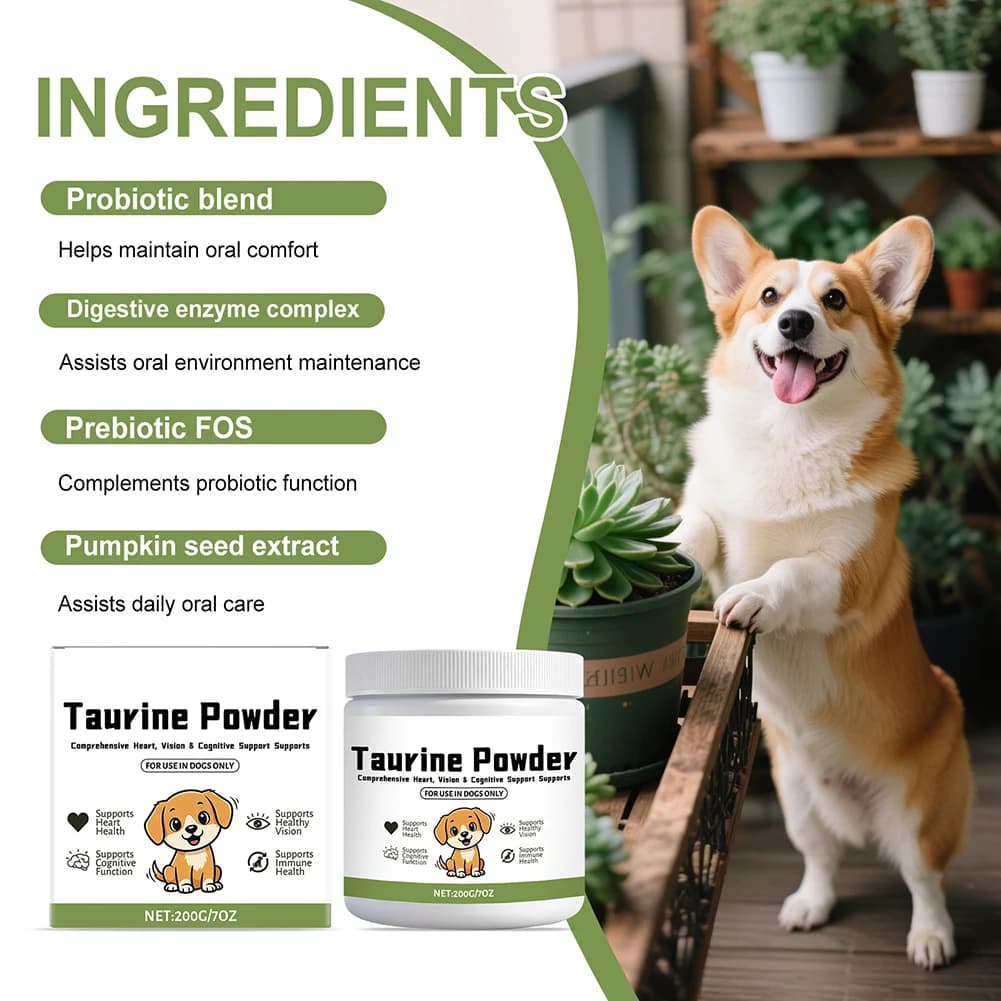 Gentle supplement of taurine for dogs for daily care, essential nutritional support for everyday use. Support for Healthy Aging