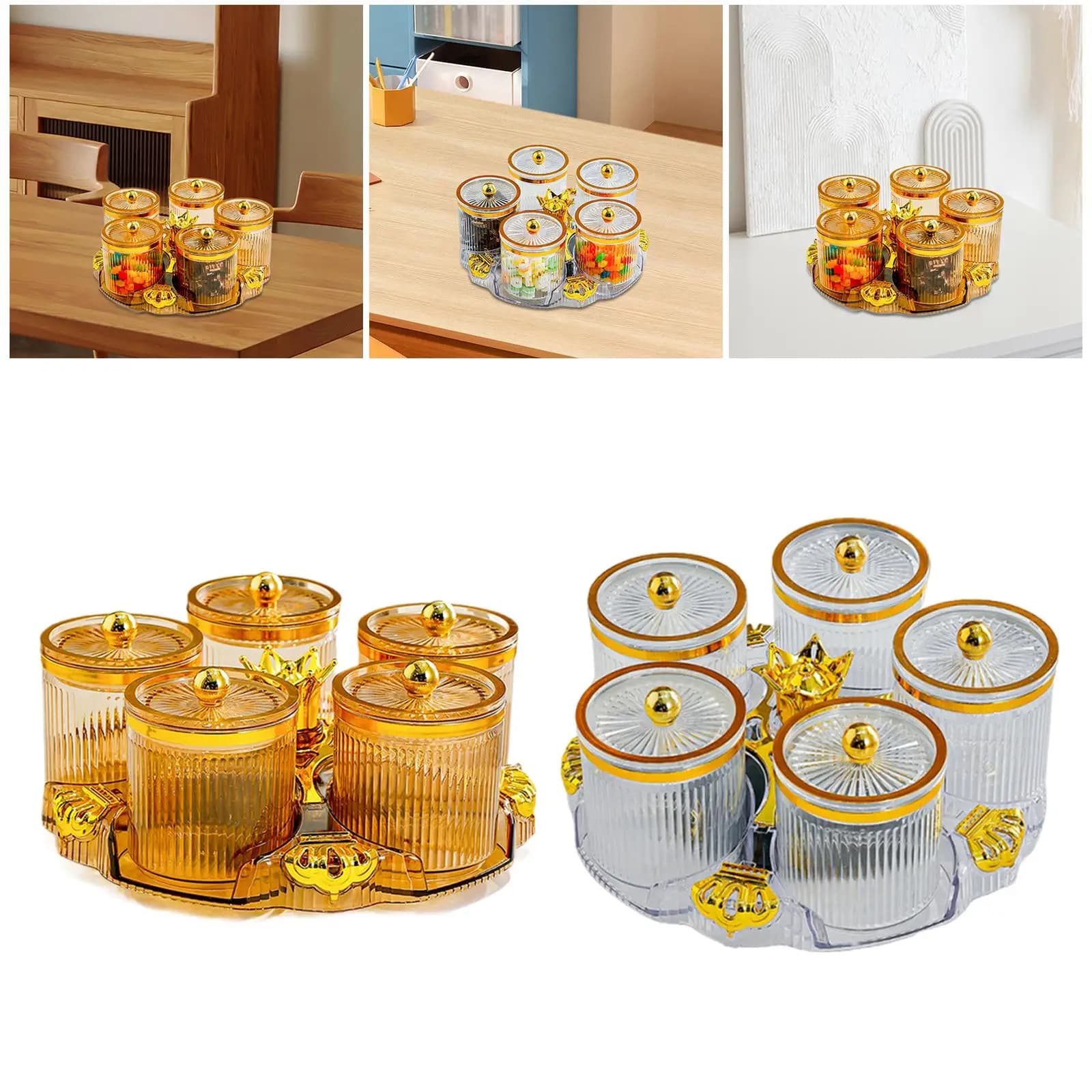 Vassoio Porta Snack Diviso e Girevole, Piatto per Frutta con Scomparti Ermetici, Organizzatore per Feste e Sala da Pranzo