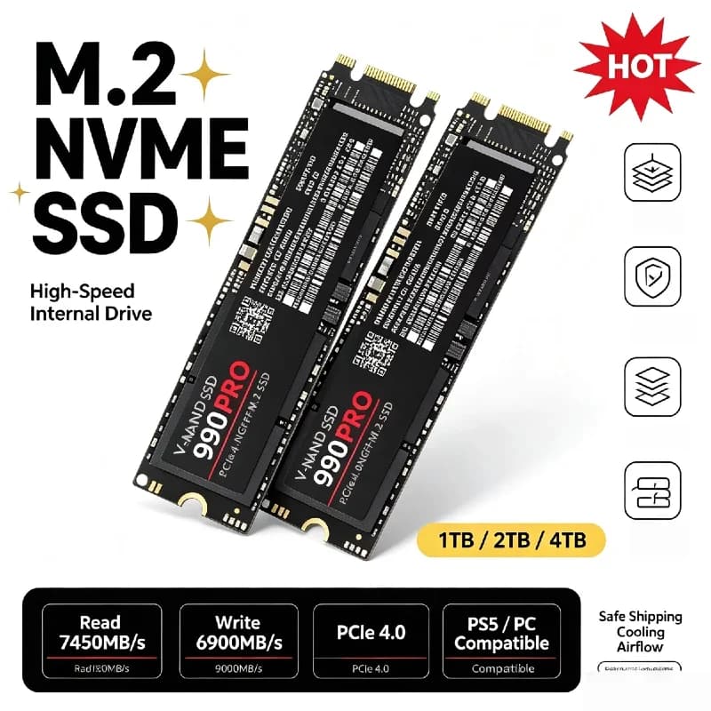 M.2 NVMe NGFF Internal SSD 500GB 1TB 2TB 4TB Large Capacity Hard Disk for Gaming Desktop Laptop Pro Max Elite Unit