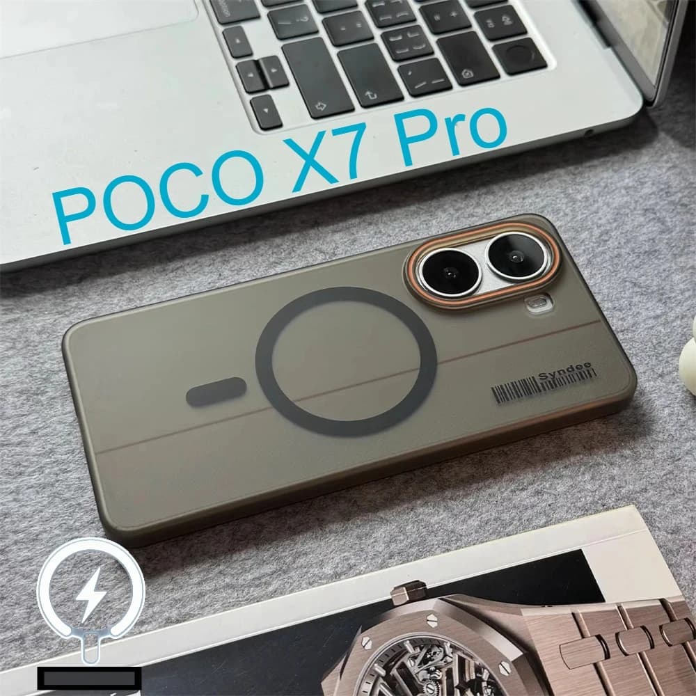 Thin Light Clear Barcode Matte Hard PC Case for Xiaomi POCO X7 Pro F7 Ultra X6 X5 F7 F6 M6 5G Car Magnetic Wireless Charge Cover