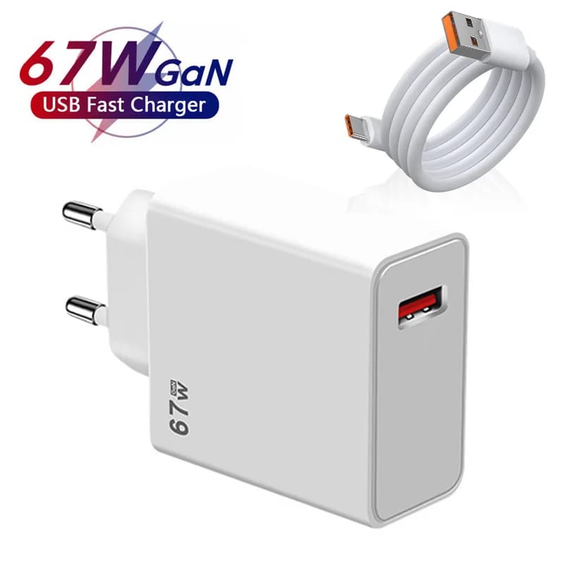 Quick USB Charger 67W with Cable Type C 6A for Xiaomi 14 13 12 11 Ultra Redmi Note 12T 13 Pro POCO X5 X4 Quick Charging Adapter