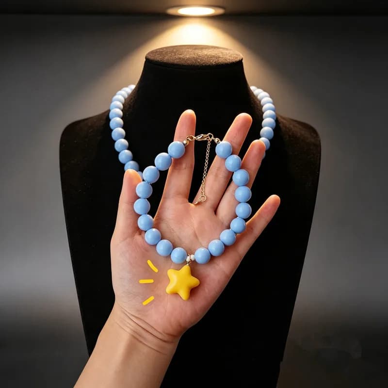 Candy Color Beaded Pet Necklace Cute Solid Yellow Star Charms Dog Cat Collar for Chihuahua Pomeranian Birthday Photo Props Acces