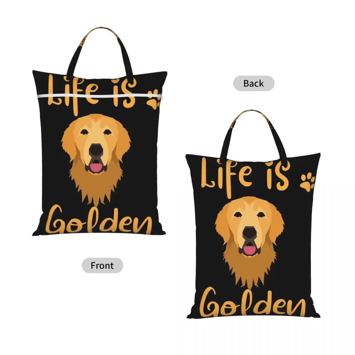GOLDEN RETRIEVER Quote Travel Laundry Bag Waterproof Reusable Dirty Clothes Pouch Gym Yoga Vacation Washing Basket