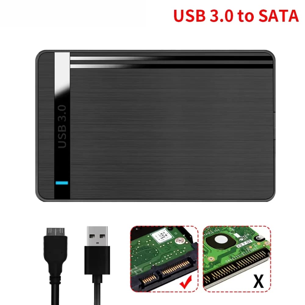 Case per HDD da 2,5 pollici SATA a USB 3.0, custodia per disco rigido da 3 TB, adattatore per SSD, custodia esterna mobile da 5 Gbps per PC e laptop