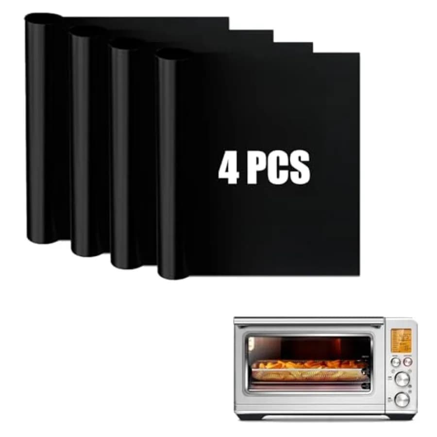 Oven Liners for Bottom of Oven Compatible with Breville BOV900BSS the Smart Oven Air Fryer Pro, Square Air Fryer Liners Reusabl