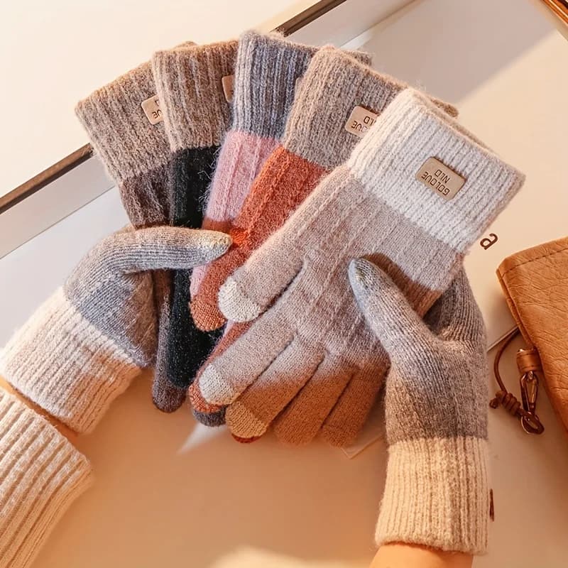 Women's knitted hot gloves Fashionable and versatile for unisex Winter and autumn warm cycling gloves Touch screen gloves