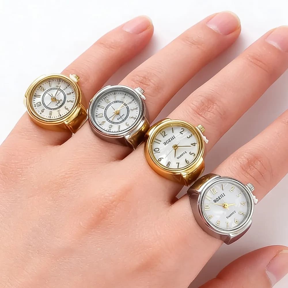 Orologio ad Anello alla Moda per Donne e Uomini, Orologio Unisex al Quarzo con Quadrante Rotondo, Regalo di Gioielleria per Coppie e Fidanzati