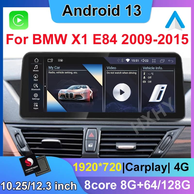 Nuovo 10.25/12.3 pollici Snapdragon Android 13 Lettore DVD per auto Sistema multimediale per BMW X1 E84 2009-2015 Radio GPS Navi Audio Carplay